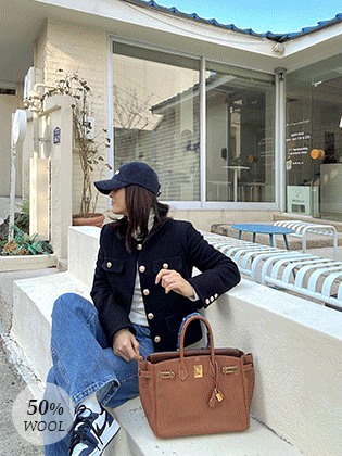 细胞金色纽扣花呢夹克