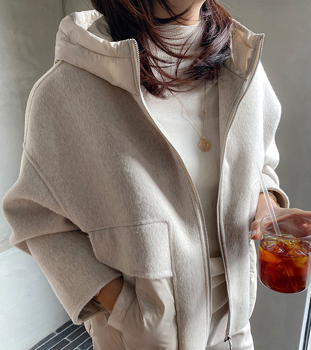 带衬垫组合手工夹克