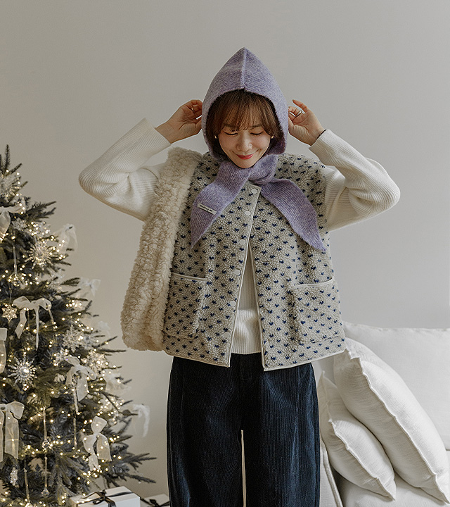 杂色圆点抓绒背心