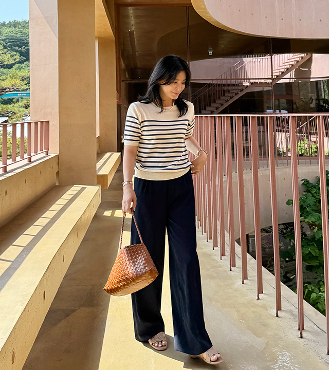 Lena 条纹短袖针织衫