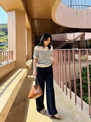 Lena 条纹短袖针织衫