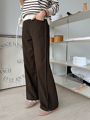 折叠按扣宽棉裤