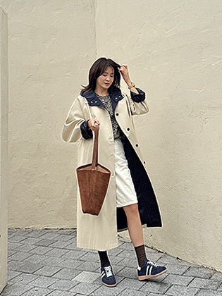 同色系撞色风衣