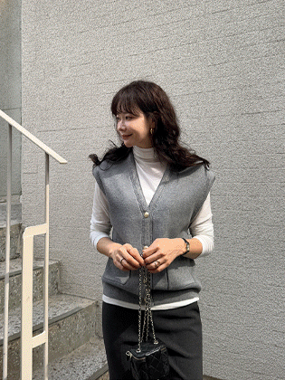 闪亮粗花呢针织背心