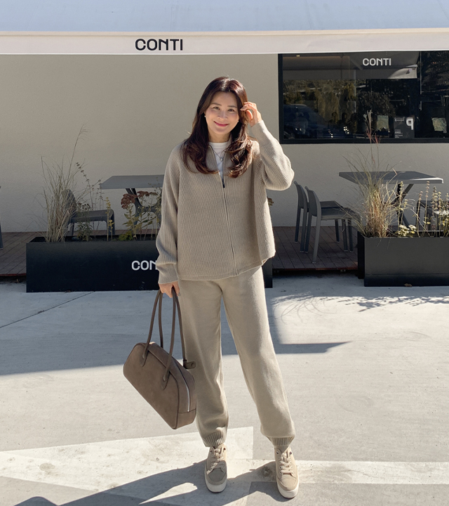 Loro 宽松针织拉链 