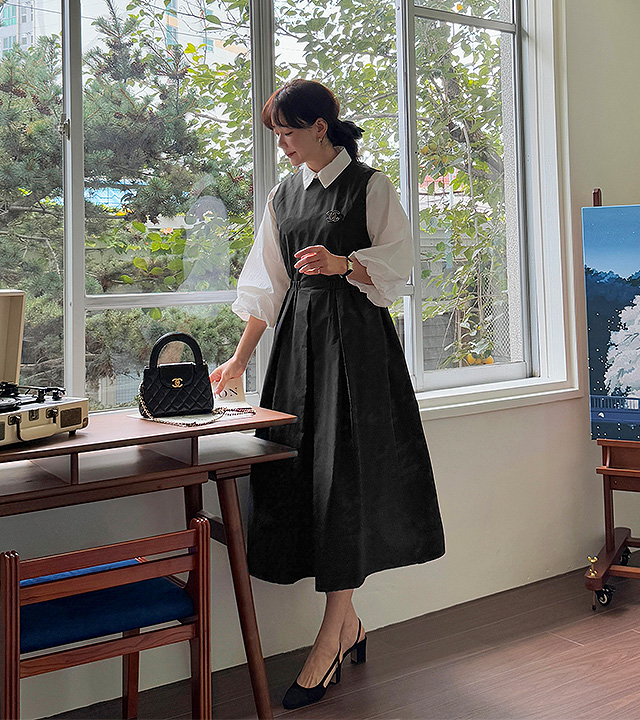 低带分层连衣裙