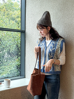 叶子羊毛针织背心