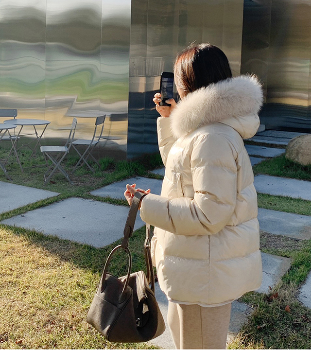 蒙狐毛连帽加厚套头衫