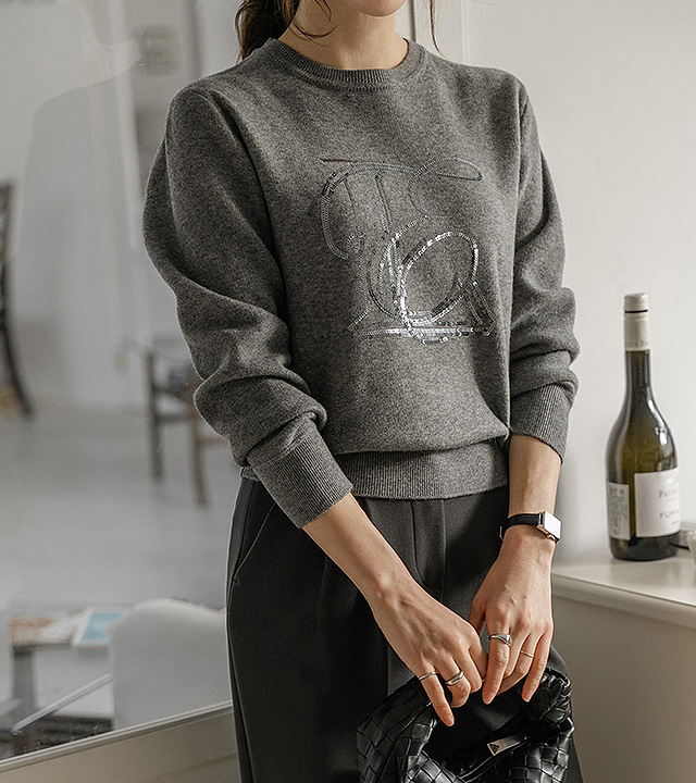 玫瑰花结亮片串珠针织 