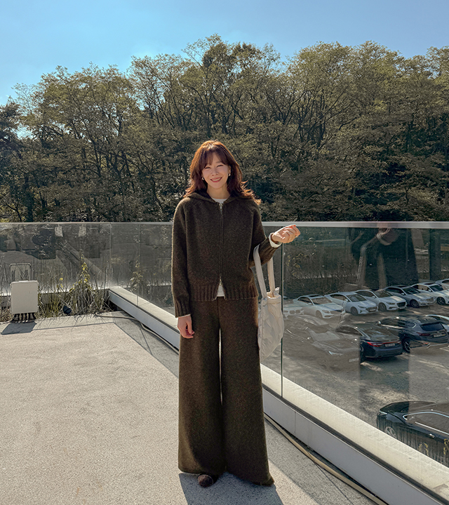 休闲拉链羊毛针织套装