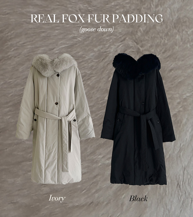 真正的狐狸毛束带鸭绒填充物