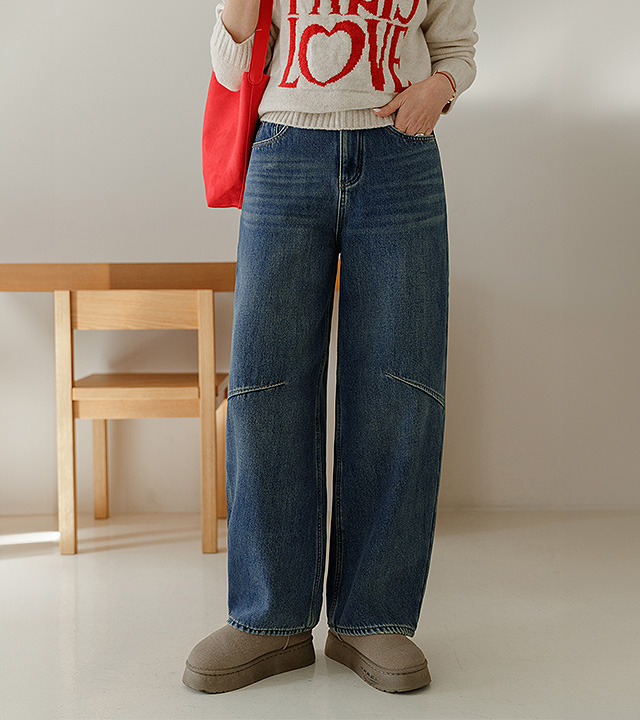 经典弧形剪裁凸起牛仔布 