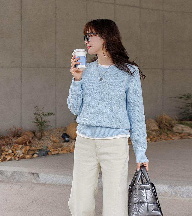 舒尔麻花羊毛针织