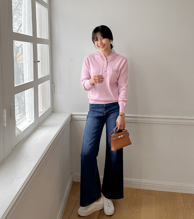 透明半宽牛仔裤