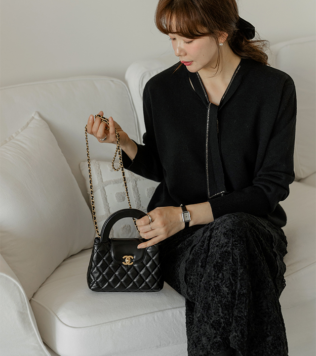 安吉拉串珠领带针织 