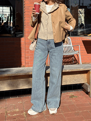 Roy翻盖口袋宽牛仔裤