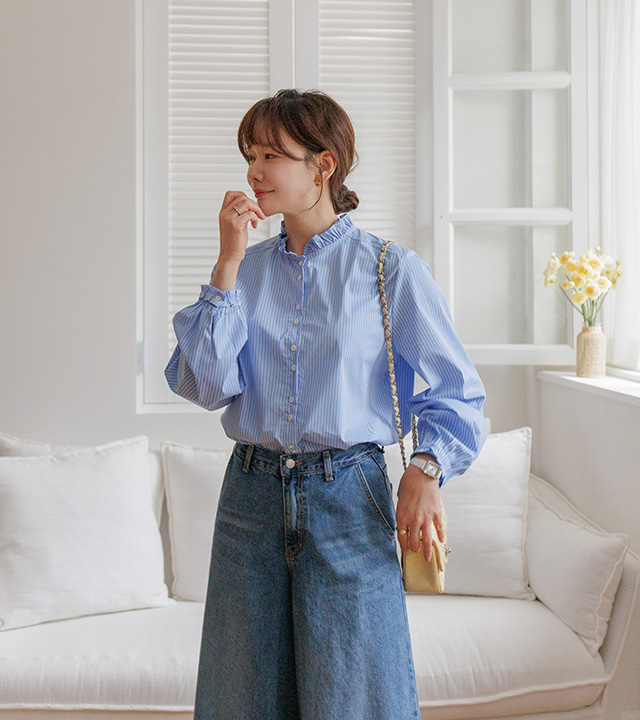 大丽花荷叶边领衬衫