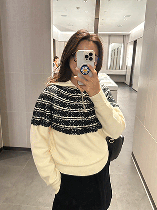 Tria 蕾丝半拉链针织衫