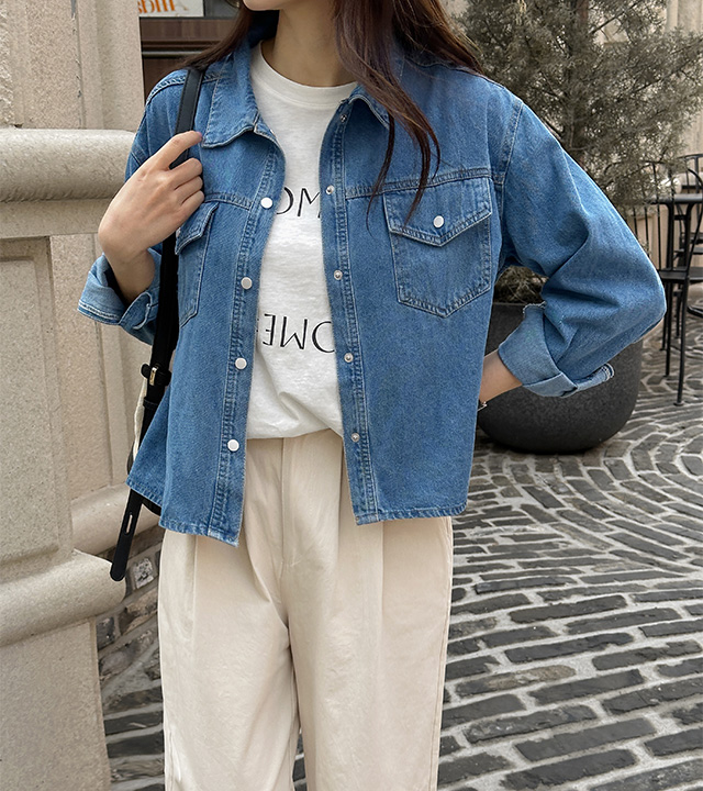 工作牛仔衬衫外套