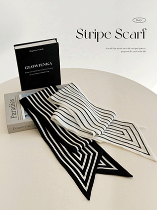 条纹真丝领带围巾