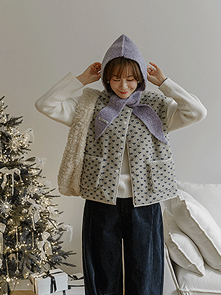 杂色圆点抓绒背心