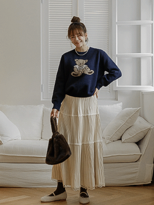 天鹅绒蕾丝褶裥裙