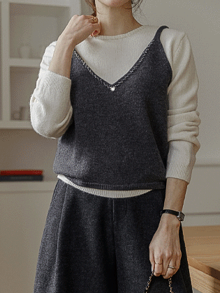 串珠胸衣针织套装