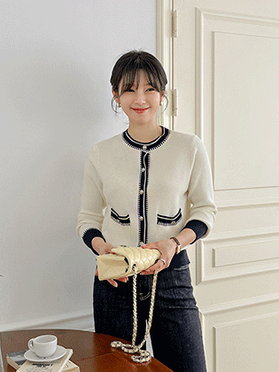 玛格丽特色块针织开衫