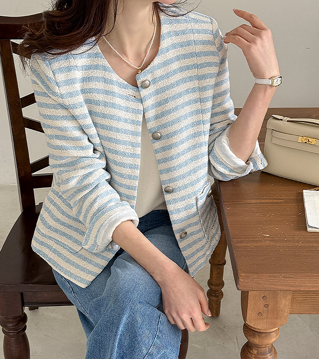 条纹粗花呢夹克