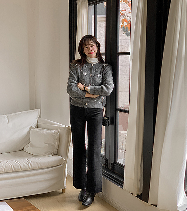 Limore 拉绒微喇牛仔裤