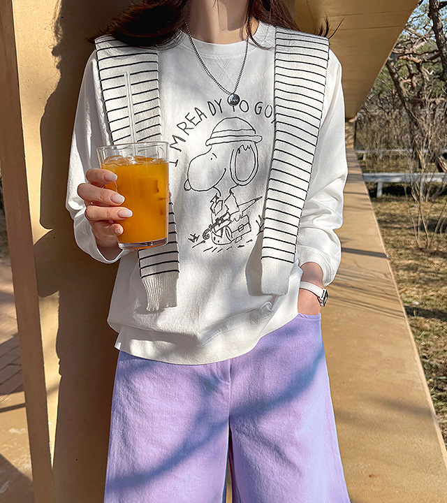 史努比印花插肩 T 恤