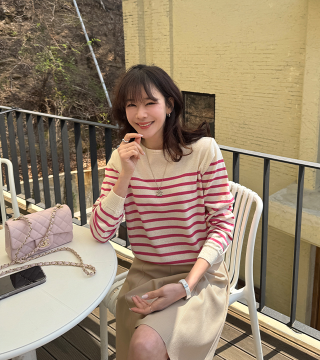 Fran 条纹棉质针织衫