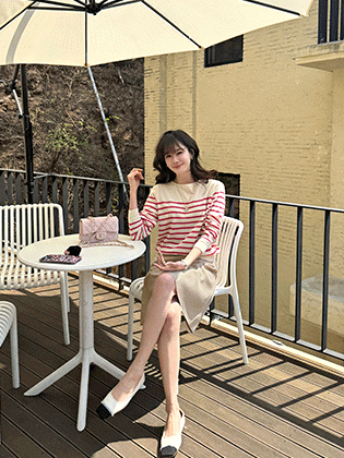Fran 条纹棉质针织衫
