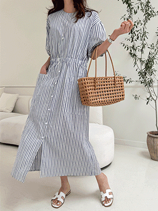 Lauren 条纹连体泳衣