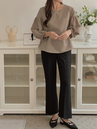 Rogien 烟熏泡泡衬衫