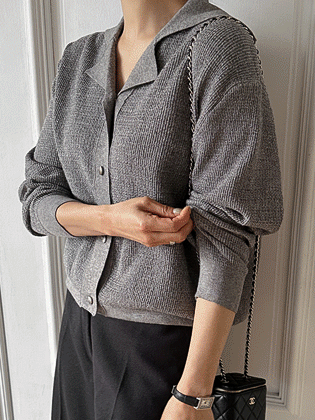 雷领珍珠针织开衫