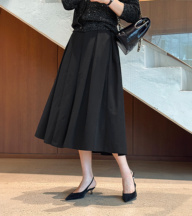 奥黛丽细褶长裙