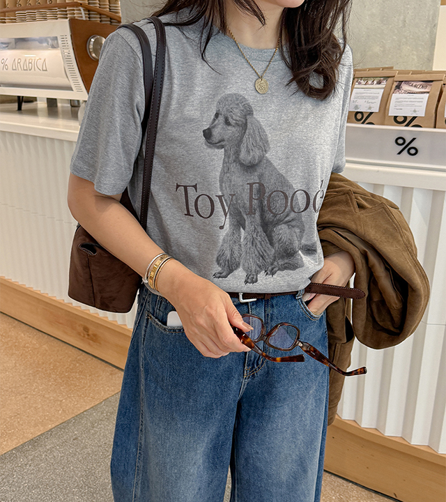 贵宾犬印花短袖 T 恤