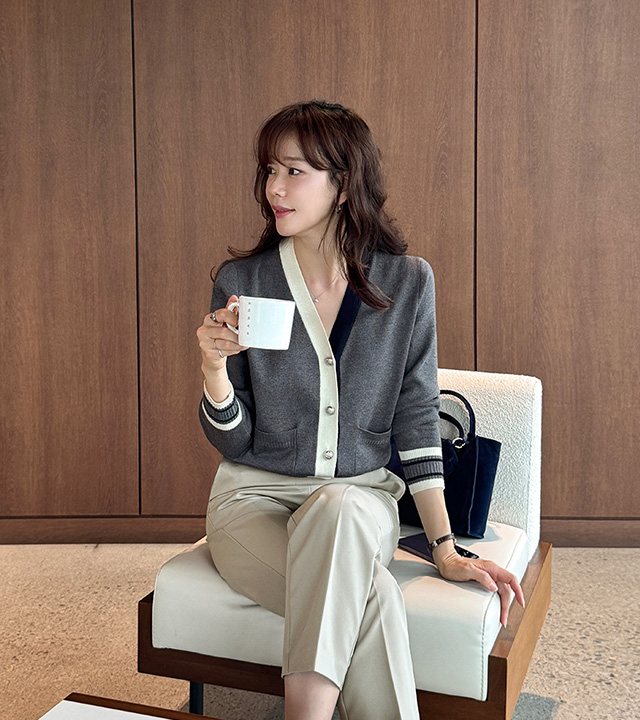 Laura 色块针织开衫