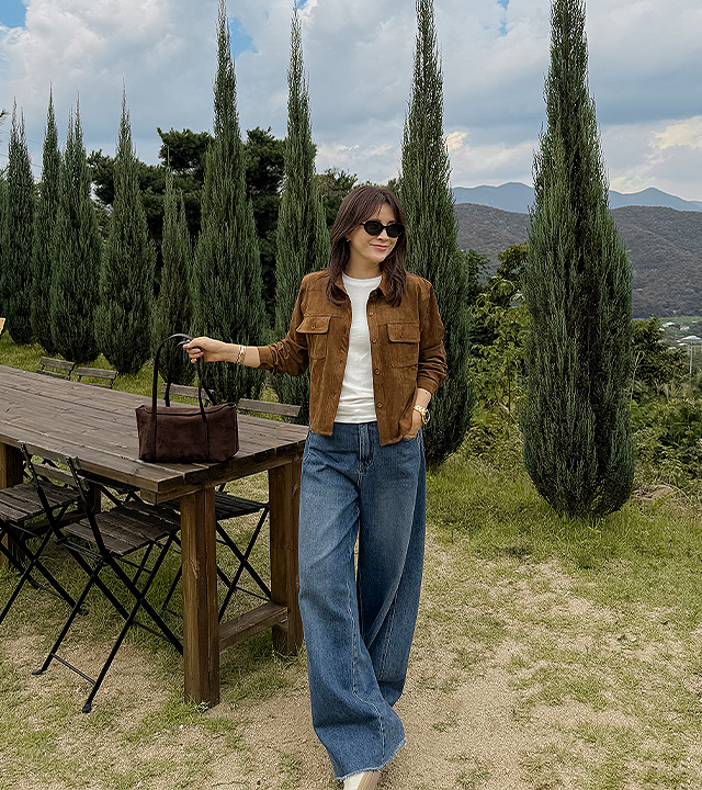 Sierra 绒面革衬衫夹克(项链套装)