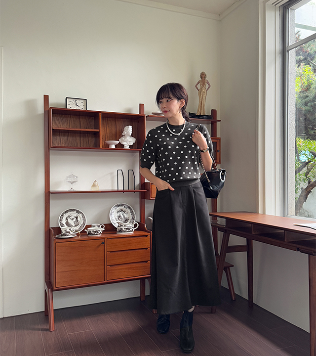 褶裥口袋 A 字裙