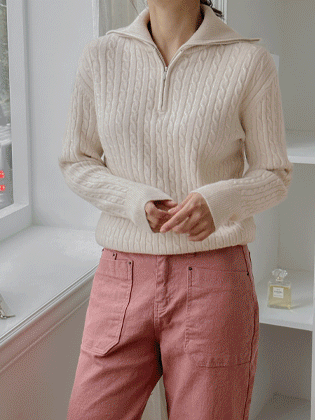 Fiona 扭纹半拉链针织衫