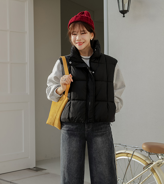 新式高领绗缝背心