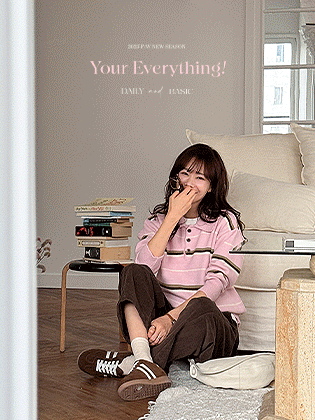 学院风条纹领针织衫