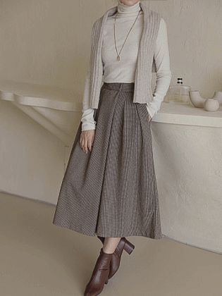 经典格纹阔腿裤