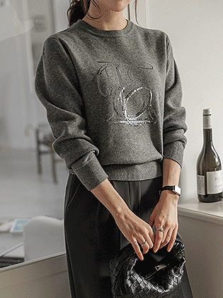 玫瑰花结亮片串珠针织 