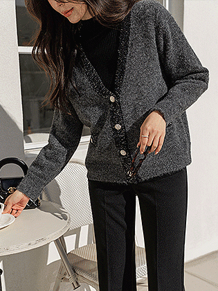 混色亮片羊毛开衫