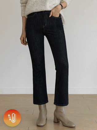 Belle 不褪色抓绒微喇牛仔裤