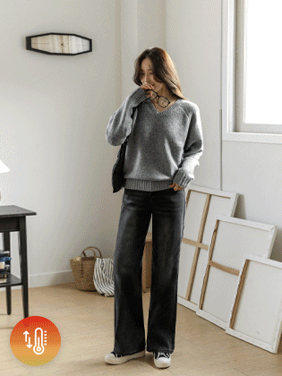 经典宽腿羊毛牛仔裤