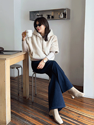 Maison 半袖毛领套头衫